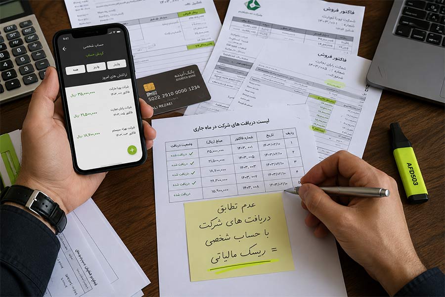ریسک مالیاتی استفاده از حساب شخصی برای دریافت‌های شرکت