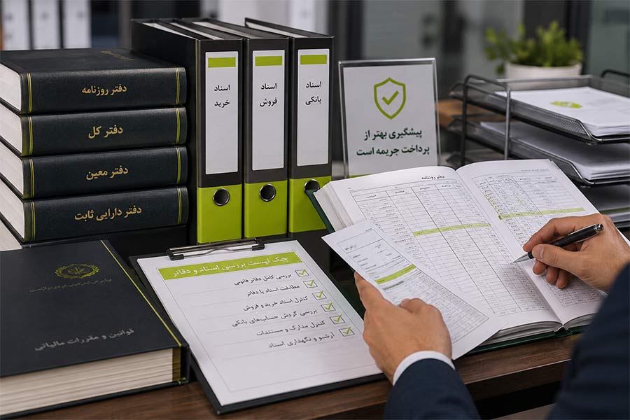 بررسی دفاتر قانونی و اسناد حسابداری برای جلوگیری از جریمه مالیاتی
