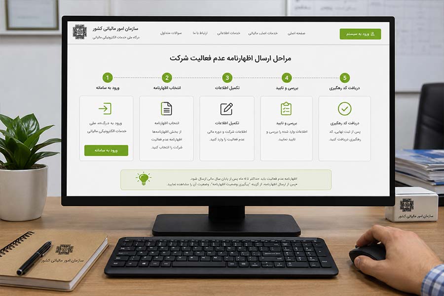 مراحل ارسال اظهارنامه عدم فعالیت شرکت در سامانه مالیاتی