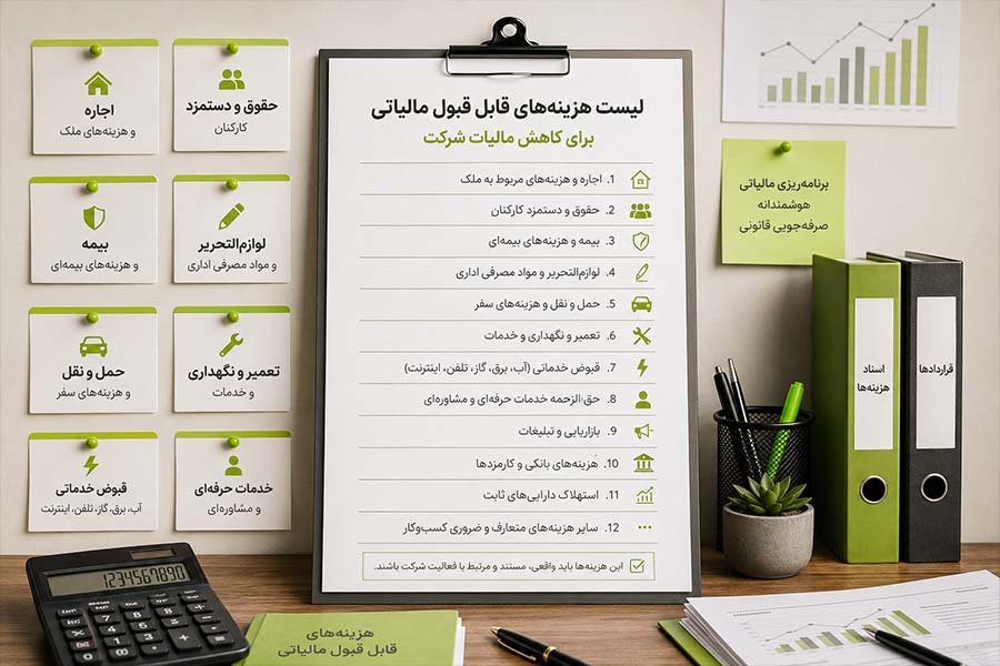 لیست هزینههای قابل قبول مالیاتی برای کاهش مالیات شرکت