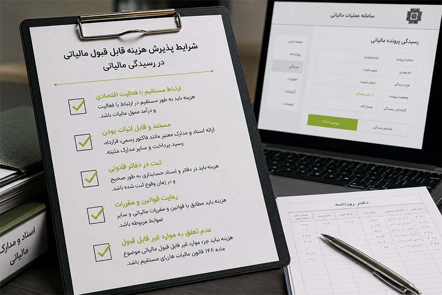 شرایط پذیرش هزینه قابل قبول مالیاتی در رسیدگی مالیاتی